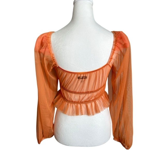 Sky to Moon Orange Puff Sleeves Tulle Crop Top Size M - Picture 14 of 17
